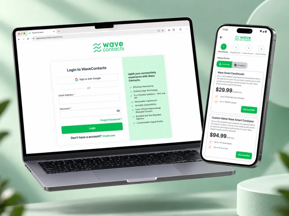 WaveContact: A subscription SaaS on Odoo: digital business cards with Stripe billing, web and Flutter apps